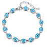Boho 18K Gold Plated Lucky Evil Eyes Bracelet 7.5 Inch Blue Evil Eyes Charm Bracelet for Girls
