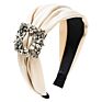 Boutique Geometric Hollow Pattern Ring Buckle Rhinestone Hairband Banquet Retro Fabric Headwear Wide Side Gold Velvet Headband