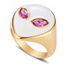 Brass 18K Gold Plated Colorful Enamel Signet Alien Shape Rings for Girls