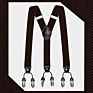 Brown Plaid Color Formal 6 Clips Braces Women Adjustable Polyester Suspenders