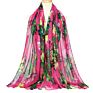 Cenrui Popular Maple Leaves Printing Colorful Travel Pearl Chiffon Scarf for Women
