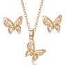 Charm Unique Lady Gift Gold Butterfly Owl Pearl Necklace Earrings Jewelry Set for Women