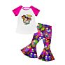 Children Baby Girls Newborn Moody Boutique Clothing Tie Dye Sets Kids Bleaching Leopard Bell-Bottomed Pants Fashionable Outfit