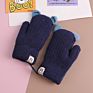 Children Hanging Neck Mittens Gloves Warm Thick Kid Cut Cartoon Bear Full Finger Knitting Gloves