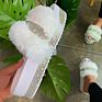 Chunky Platform Fur Slide Slippers for Women with Bling Thick Bottom Female Stylish Footwear Slippers