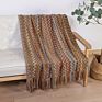 Colorful Acrylic Knitted Tassels Woven Throw Blankets for Couch Bed Sofa Chair Bohemian Throw Blanket for Decor Home