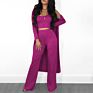 Colors Women Clothing Casual Three Piece Knitted Sweater Outfits (Top+Pants+ Cardigan) 3 Piece Set