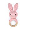 Cotton Crochet Bunny Rattle Baby Teether Beads Ring Wooden Teething