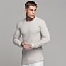 Cotton Men Muscle Knitted Plain Dyed O Neck Long Sleeve Sport Gym Fitness Running Men's T-Shirts