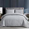 Crinkle Seersucker Fabric Bedding Set King Size Gray Quilt Cover Pillow Set 3-Piece