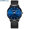 Crrju Ultra Thin Mesh Bands Black Man Japan Quartz Movt Watch Erkek Kol Saati