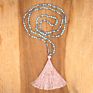 Crystal Knot Tassel Necklace Hand Woven Long Sweater Chain Buddha Head Pendant Women's Necklace