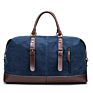 Customization Tote Travel Bag Vintage Canvas Pu Leather Trim Shoulder Mens Weekend Travel Duffel Bags