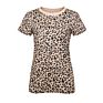 Customized Crew Neck Short Sleeve Leopard Women T Shirt Top
