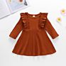 Customized Ruffle Sleeve Design Ladies Girl Solid Cotton Twirl Casual Elegant Baby Girl Casual Wear Casual Dresses