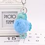 Cute Faux Fluffy Plush Ball Keyring Car Key Chain Women Handbag Pompom Lovely Leather Seahorse Pompom Keychain