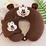 Cute Toy Cat Pattern Travel Pillow with Eye Mask Cartoon U Type Pillow Cotton Neck Care Flight Car Pillow Airplane Office Nap