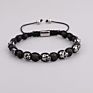 Design Stainless Steel Skull Bracelets Charm Beads Natural Stone Handmade Woven Men Jewelry Beads Macrame Bracelet Men