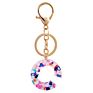 Direct Real Flower Resin Accessory Colorful Girl Alphabet Acrylic 26 Letters Resin Keychain