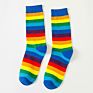 Direct Sales Colorful Tube Crew Rainbow Striped Socks for Women Girls