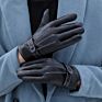 Ds39 Cycling Driving Leather Mittens Thickened Waterproof Lining Pu Leather Gloves Man Black Touch Screen Pu Gloves