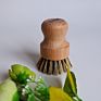 Eco Friendly Bamboo Palm & Sisal Bristles round Mini Scrub Brush Pot Brush Dish Scrubber Natural Kitchen Cleaning Scrubber