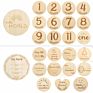 En71 Double Discs Etched Wreath Pregnancy Baby Milestone Wood Cards Wooden Memory Card for Pregnant Women Photo Souvenirs