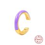 European and American 925 Sterling Silver Geometric C-Shaped Ear Cuff Enamel Hoop Earrings