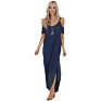 European and American Loose Waist Cotton Sling Dress Solid Color Ruffled Temperament Commuter Women's Dress