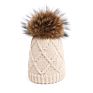 Excellent Design Big Fur Pompom Plain Beanie Hat for Women Men