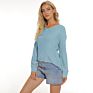 Fashionable and Explosive Solid Color V-Neck Thin Sweater for Ladies Wear Inside
