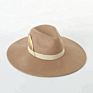 Feather Decoration 12.50Cm Wide Brim Fedora Hat Made of Wool Felt