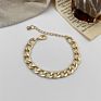 Finetoo Luxury Gold Cuban Link Chain Bracelet Gold Plated Punk Style Chunky Charm Bracelets for Women