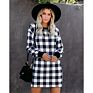 Forladies round Neck Long Sleeve Slim Plaid Printed Girl Dresses Elegant Casual Dress Women