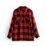 Front Pocket Design Casual Plaid Jacket Autumn Coat Women