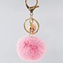 Fur Ball Keyring Imitation Faux Rex Rabbit Fur Ball Keychain Creative Car Key Chain Acrylic Smiley Hair Ball Pendant