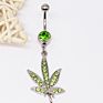 Gaby Cz Dangle Gem Weed Leaf 316L Surgical Steel Belly Rings Body Piercing Jewelry