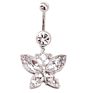 Gaby Stainless Steel Pink Diamond Butterfly Belly Button Rings Body Piercing Jewelry