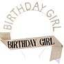 Glitter Birthday Girl Sash Rhinestone Happy Birthday Headbands Set for Girls Birthday Party Supplies