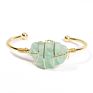 Gold Copper Wire Wrapped Open Cuff Bangle Handmade Women Natural Stone Bangle