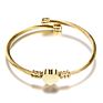 Gold Heart Stainless Steel Bangle Charm Bracelet for Women N95091