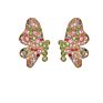 Gold Plated Statement Pearl Stud Earrings Jewelry Colorful Rhinestone Butterfly Wings Earrings for Women