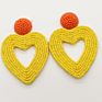 Handmade Boho Style Colorful Big Heart Shape Seed Bead Earrings for Women Jewelry