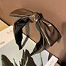 Handmade Luxury Pu Bow Knot Leather Headbands for Women Cute Solid Color Hairband Simple Wide Hair Loop Accessories