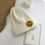 Hf Candy Color Smiley Face Label Warm Knitted Hat