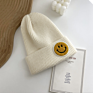 Hf Candy Color Smiley Face Label Warm Knitted Hat