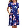High-Waisted Breathable Milk Silk Casual Print round Collar Dress