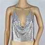 High Street Metal Sequin Halter Neck Backless Crop Tops Women
