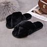 Home Slippers Shoes Ladies Cross Soft Plush Furry Female Open Toe Slides Women Warm Faux Fur Slippers