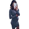 In Stock Items Solid round Neck Long Sleeve Pregnant Women Maternity Dress